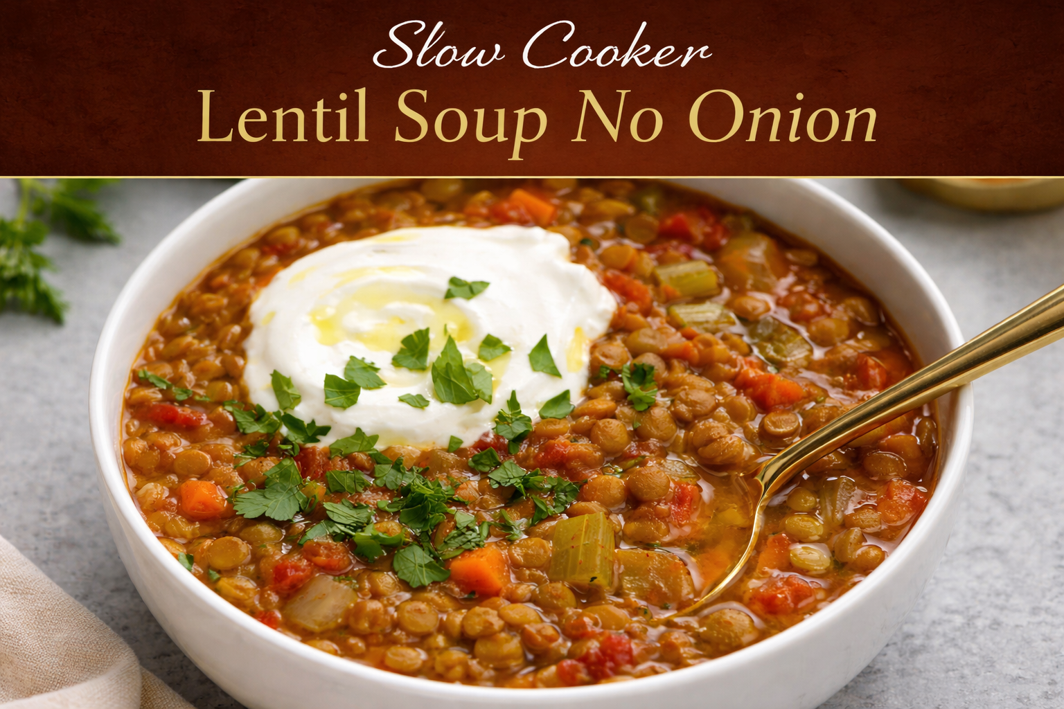 Slow Cooker Lentil Soup No Onion