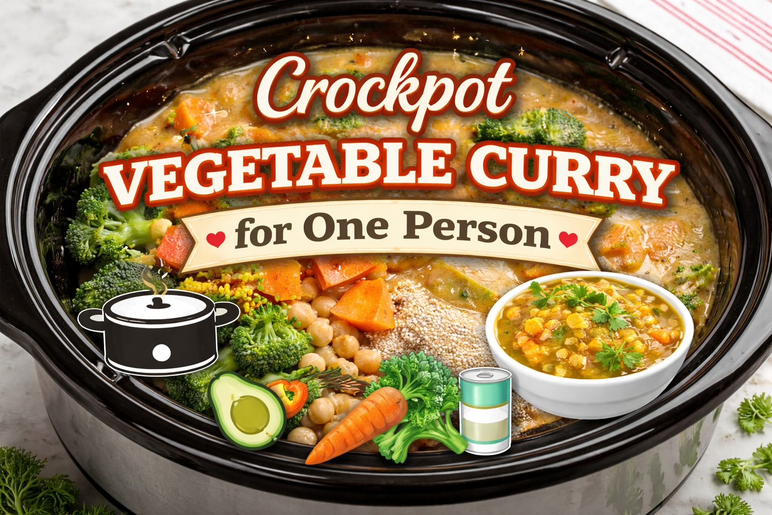 Crockpot Vegetable Curry for One Person