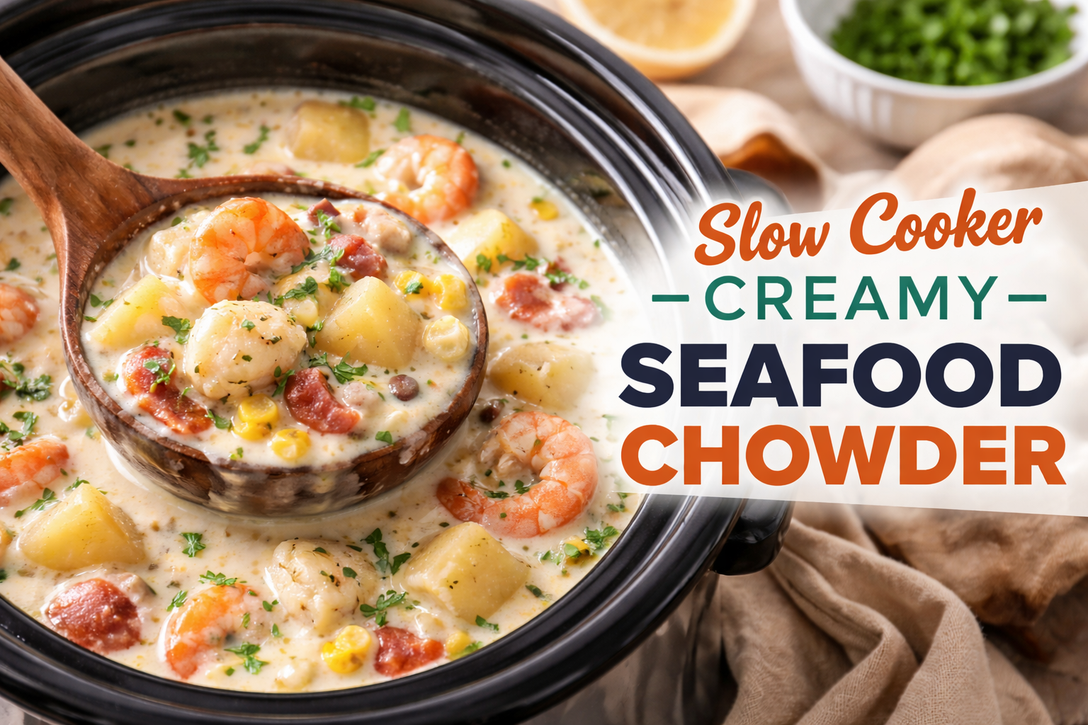 Slow Cooker Creamy Seafood Chowder