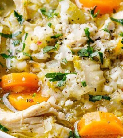 Slow Cooker Low Carb Chicken Soup with Cauliflower