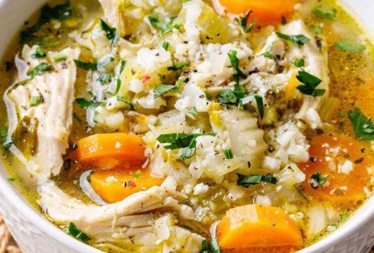 Slow Cooker Low Carb Chicken Soup with Cauliflower