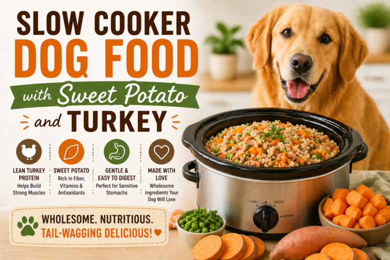 Slow Cooker Dog Food with Sweet Potato and Turkey