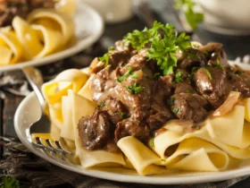 Slow Cooker Beef Stroganoff with Egg Noodles